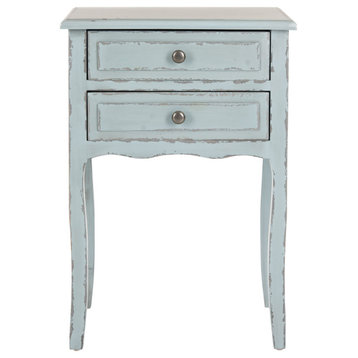 Edy End Table With Storage Drawers Pale Blue/White Smoke