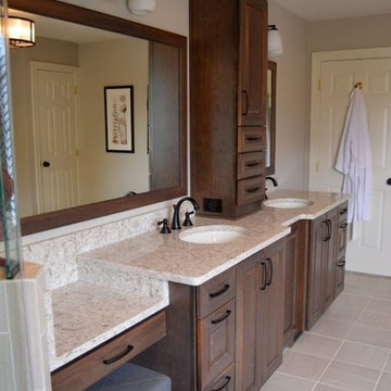 Bathroom Remodel with Cherry Slate Cabinets and Silestone Arctic Countertop