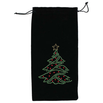 Sparkles Home Rhinestone Christmas Tree Wine Bag - Black