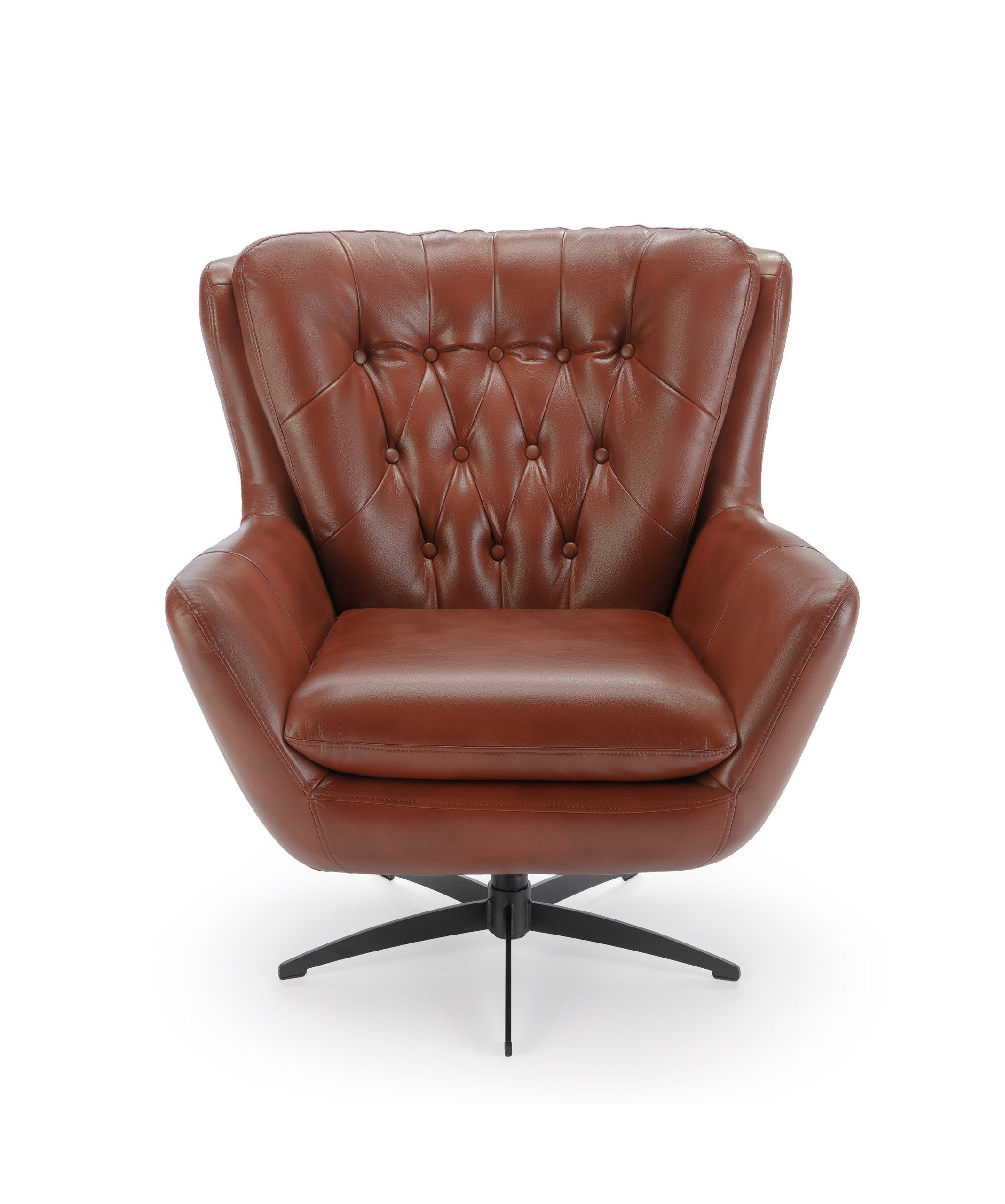 Clayton Tufted Faux Leather Swivel Chair - Midcentury - Armchairs And ...