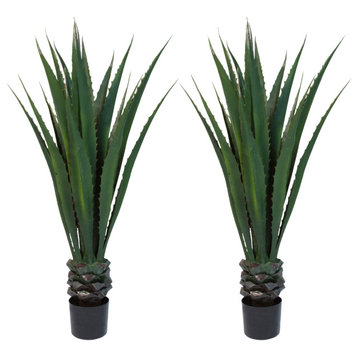 Set of 2 Giant Agave Faux Plants 52" Artificial Trees Blend Southwestern Style