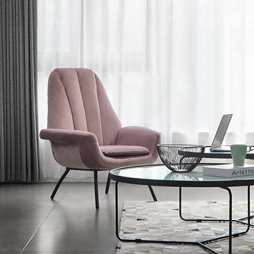 Modern Accent Chair Pink Velvet Upholstered Accent Chair