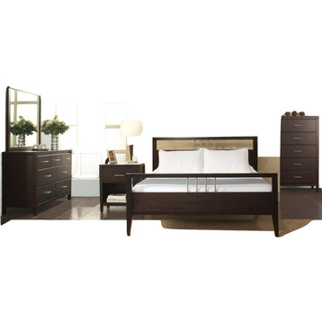 Napierd 5PC Full Modern Bed, Nightstand, Dresser, Mirror, Chest Espresso