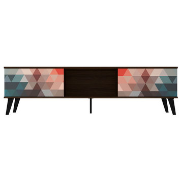 Manhattan Comfort Doyers 70.87 Mid-Century Modern TV Stand, Multi Color Red/Blue