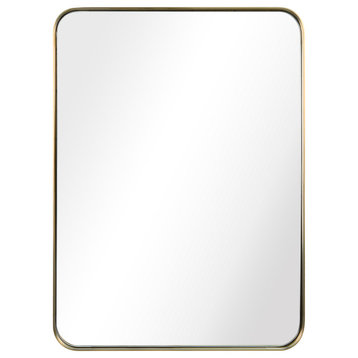 Ultra Stainless Steel Rectangular Wall Mirror, Gold, 22"x30", Brushed