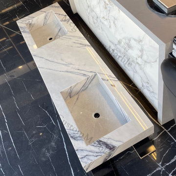 Mrs Corinne Bath Project 72" New York Marble Double Sink Vanity - Lilac Marble