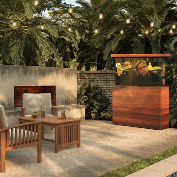 Brazilian IPE wood TV lift cabinet