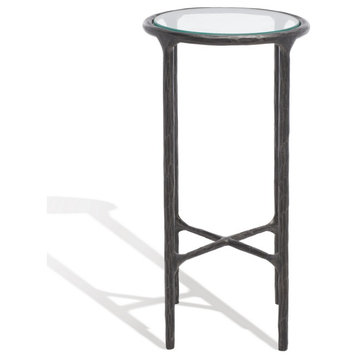 Safavieh Couture Jessa Forged Metal Tall Round End Table, Black