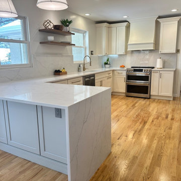 Arlington White Kitchen Upgrade with Bar Area