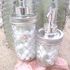 Quilted Mason Jar Soap and Lotion Dispenser Set