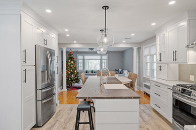 Example of a transitional kitchen design in Boston