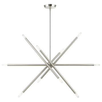 Soho 10 Light Brushed Nickel Linear Chandelier