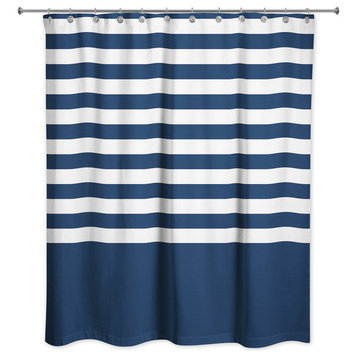 Navy Stripes 71x74 Shower Curtain