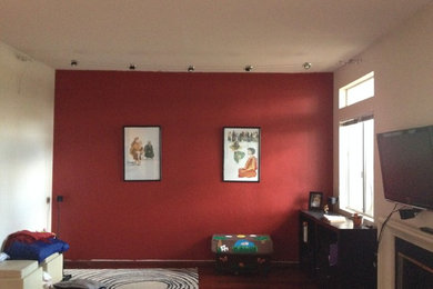 Trendy family room photo in San Diego