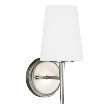 Sea Gull Lighting 1-Light Driscoll Sconce, Brushed Nickel, A19/100w