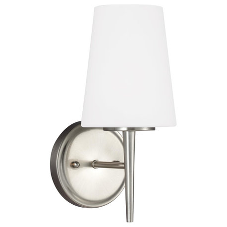 Sea Gull Lighting 1-Light Driscoll Sconce, Brushed Nickel, A19/100w