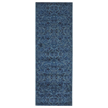 Weave & Wander Meera Ornamental Design Rug, Blue, 2'10"x7'10" Runner
