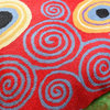 Klimt Fire Red Navy Modern Decorative Pillow Cover Hand Embroidered Wool 18x18"