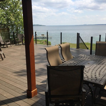 Wrap Around Composite Deck w/ Aluminum Frame-less Glass Railing in Seba Beach