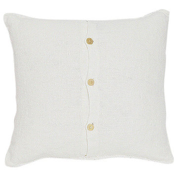 Off White linen Cushion Cover With Fringes Rustic, 19"x19"
