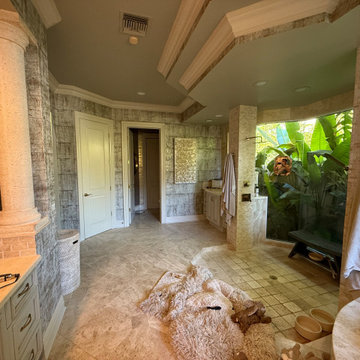 Versace-inspired primary bathroom suite