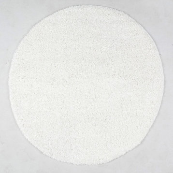 nuLOOM Marleen Contemporary Shag Area Rug, White, 5'3" Round