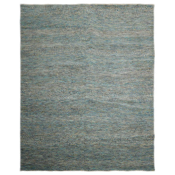 8'x10' Hand Knotted Wool Oriental Area Rug, AquaColor