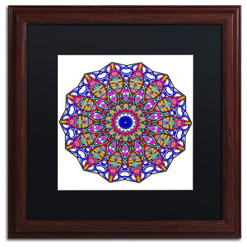 Ahrens 'Bubbles Mandala Overflowing' Art, Wood Frame, Black Matte, 16"x16"