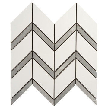Chevron 11.8"x11.8" Herringbone Gray Porcelain Wall & Floor Mosaic Tile
