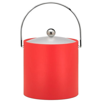Kraftware Metal and Chrome Ice Bucket, Red