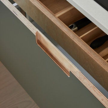 Formica Green Slate, Formica Blush & a Formica Seed island