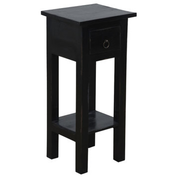 Sunset Trading Cottage Narrow Side Table, Distressed, Antique Black