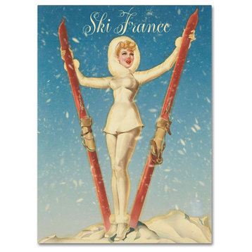 "Ski France Glam" by Vintage Apple Collection, Canvas Art