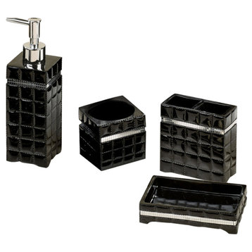 nu steel Giraffe Black Bath Collection-Black Resin, 4-Piece Set