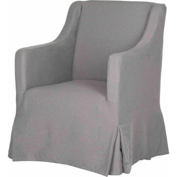 Comfortable Accent Chair, Padded Seat and Sloped Arms With Slipcover, Artic Gray