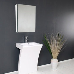 Fresca Quadro 23 x 18 Pedestal Sink - Modern Bathroom Vanity FVN5024WH - Bathroom Sinks