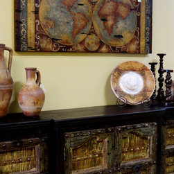 Rustic Scrolled Globe Panel - Artwork