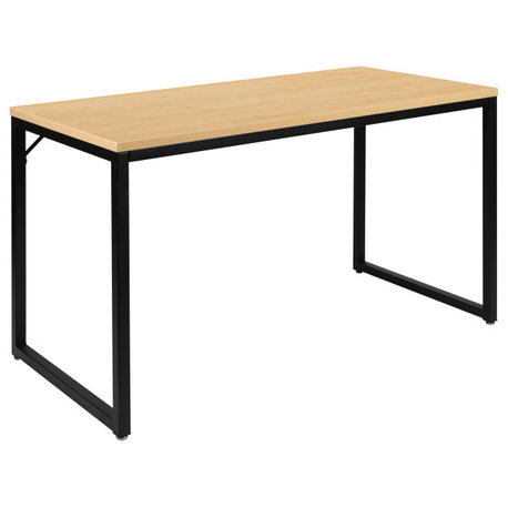 Tiverton Industrial Modern Computer Desk - 47" Long, Maple Top/Black Frame