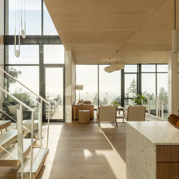 Full interior view connecting stair - Fold House Berkeley Hills new construction