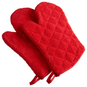 DII Red Terry Oven Mitt, Set of 2