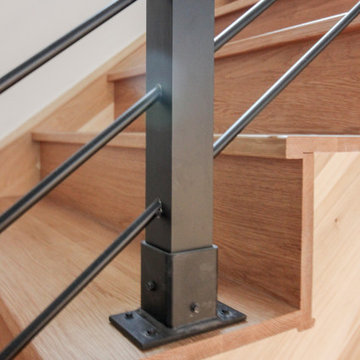 Project #71 | Modern Hickory Staircase with Horizontal Balustrade