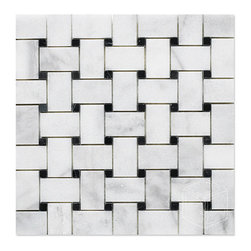 Milas White Basketweave Mosaics with Black Dots - Home Accessories & Decor