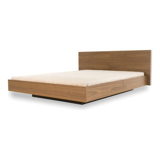 Float Queen Bed Walnut with Mattress Support | Houzz