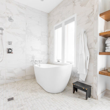 Bright White Shades In Beautiful Bathroom