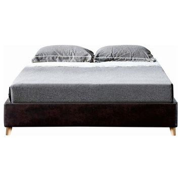 Furniture of America Goodwater Faux Leather Full Foundation Bed in Brown