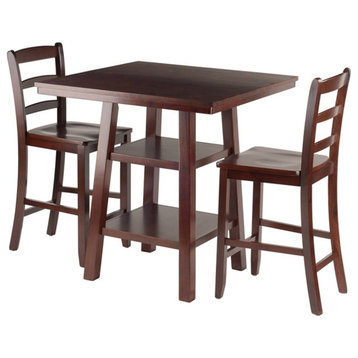 Winsome Orlando 3-Piece Square Counter Height Solid Wood Dining Set in Walnut