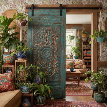 Grand Entrance with Custom Double Carved Doors by Mogul Interior