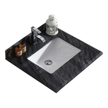 Laviva 313SQ1H-24-BW Countertop - 24" Single Hole with Rectangular Sink - Black