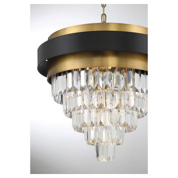 Marquise 4-Light Chandelier, Matte Black With Warm Brass Accents