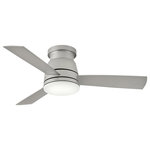 HInkley - Hinkley Trey 44" Integrated LED Indoor/Outdoor Ceiling Fan, Brushed Nickel - Trey features a sleek flush mount design that packs a powerful punch. Its transitional style comes equipped with robust blades that seamlessly pair performance and precision. Trey is offered in versatile Brushed Nickel, Metallic Matte Bronze and Matte White finish options, and its integrated LED and DC motor technology deliver excellent energy efficiency. A timeless etched opal glass completes the look for a refined appearance. Trey is so versatile, it can be used for both indoor and outdoor spaces.